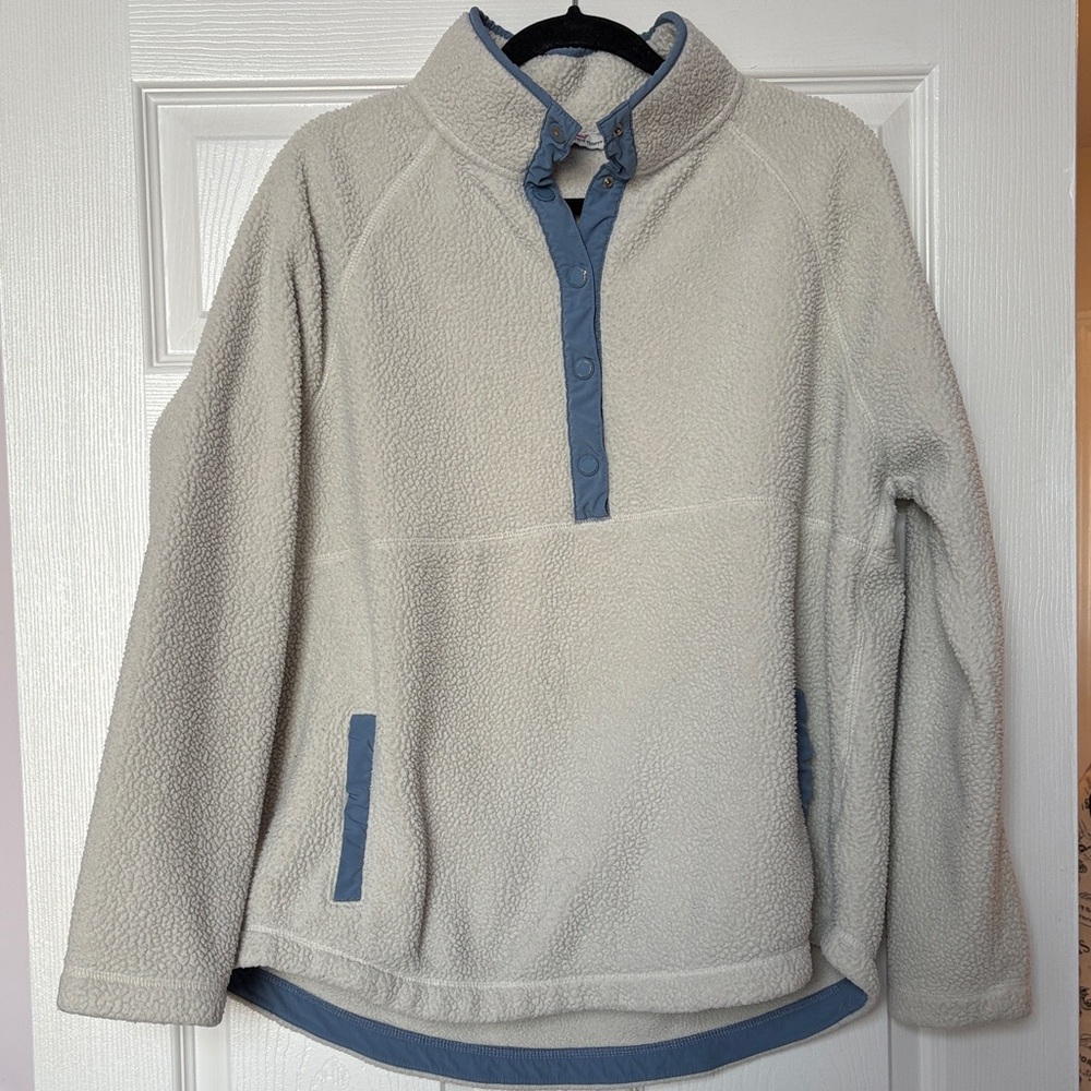 Vineyard Vines Light Gray Fleece Pullover with Blue Trim